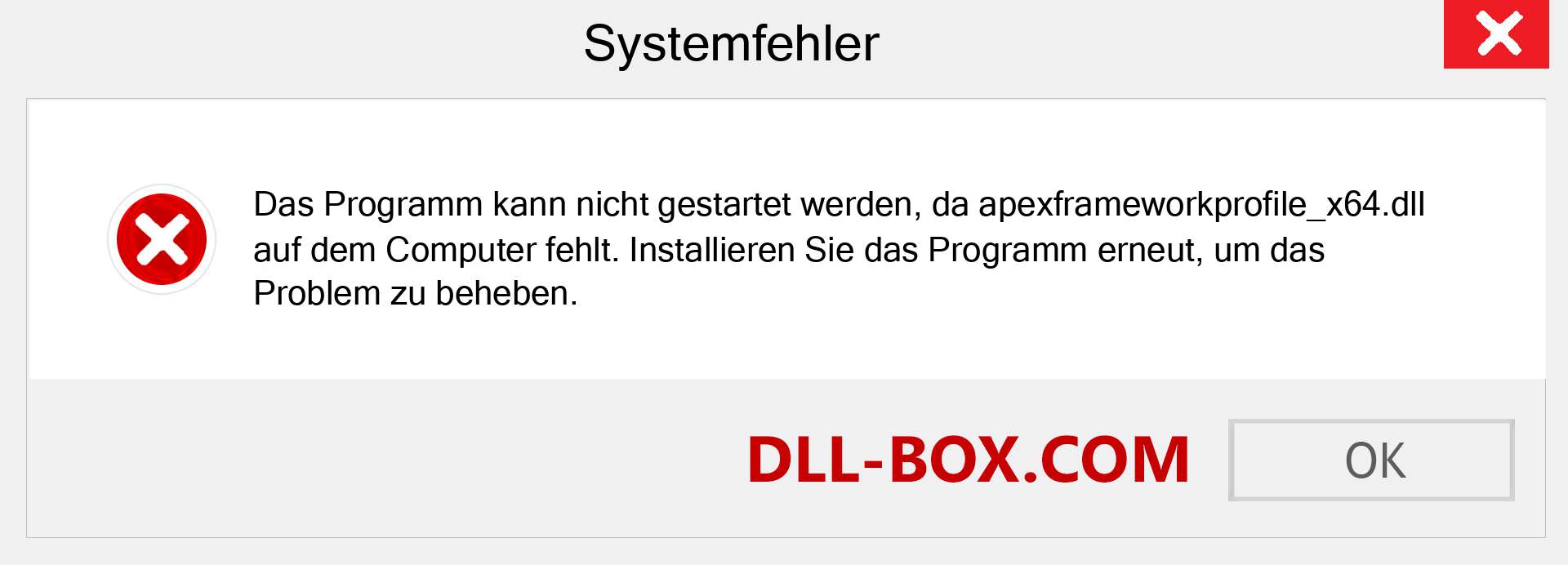 apexframeworkprofile_x64.dll-Datei fehlt?. Download für Windows 7, 8, 10 - Fix apexframeworkprofile_x64 dll Missing Error unter Windows, Fotos, Bildern