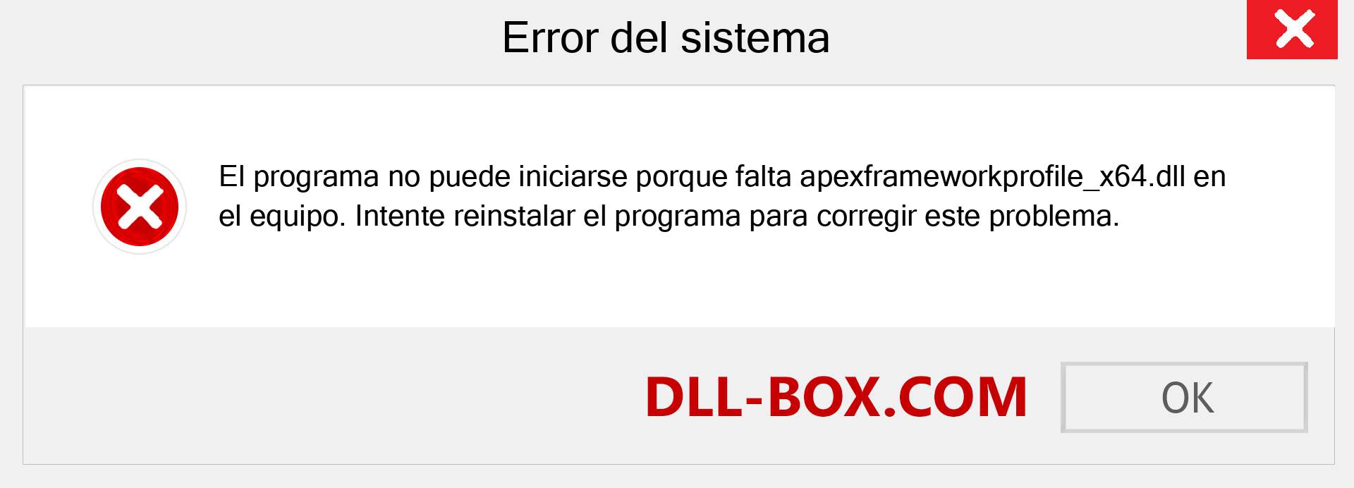 ¿Falta el archivo apexframeworkprofile_x64.dll ?. Descargar para Windows 7, 8, 10 - Corregir apexframeworkprofile_x64 dll Missing Error en Windows, fotos, imágenes